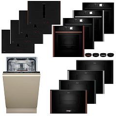 Комплект Neff варочная панель с вытяжкой V57YHQ4C0 + духовой шкаф B69FY5CX0 + микроволновая печь NL9GR31Y1 + посудомоечная машина S897ZM801E