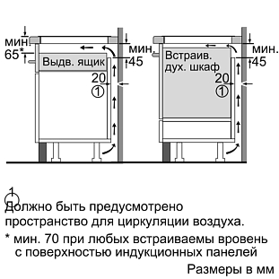 Схема встраивания с выдвижным ящиком и духовым шкафом